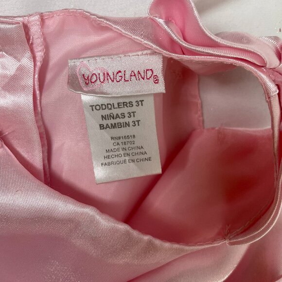 Youngland Girl's 3T Formal Dress Pink Layers Tulle Satin Sparkly Bow Pattern - Picture 7 of 8